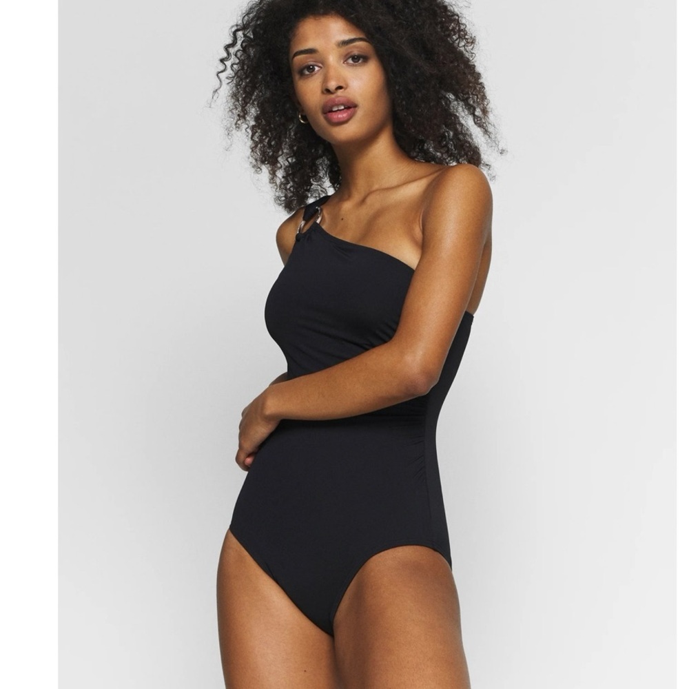 NWT NEW Michael Kors Womens Black One-shoulder One Piece Swimsuit Sz 12 - Picture 8 of 8